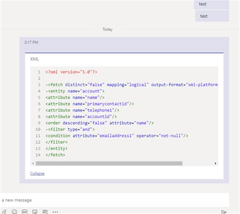 ms teams code formatting