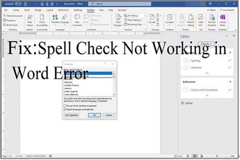 ms word spell check not working