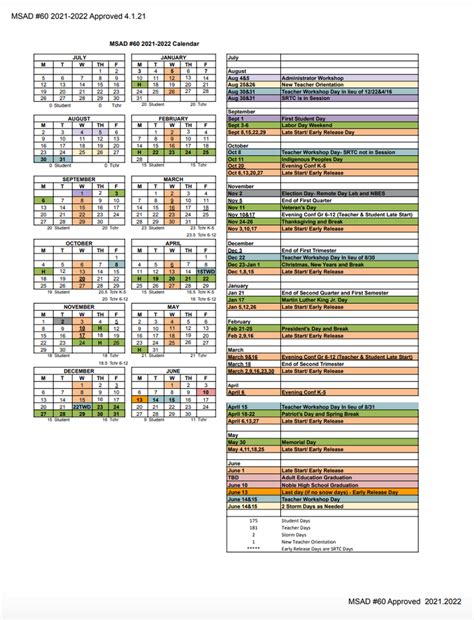 msad 60 calendar