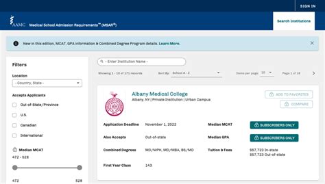 MSAR Medical School Requirements