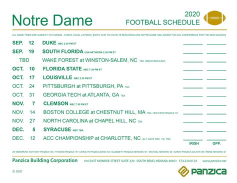 msba notre dame schedule