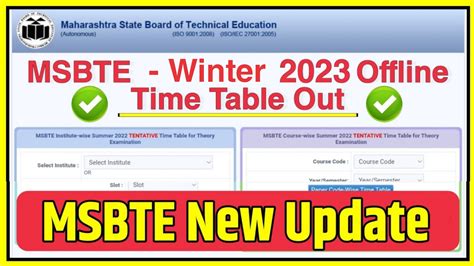 msbte exam timetable winter 2023