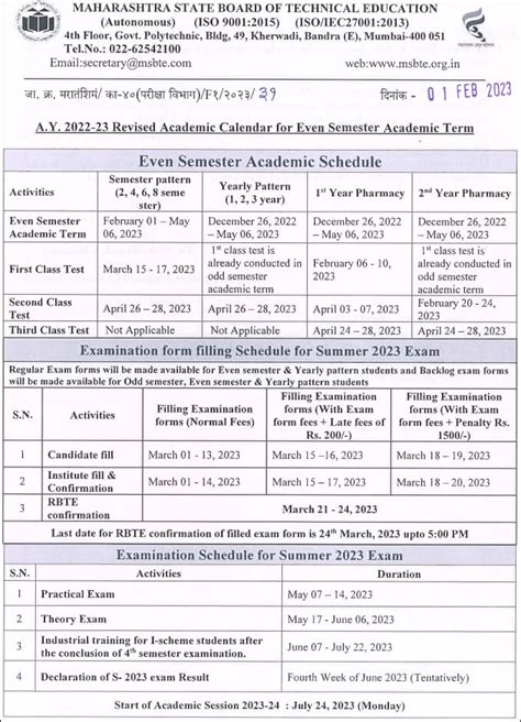 msbte result summer 2023 time table