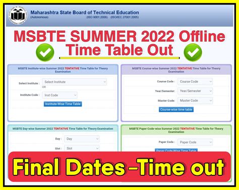msbte time table 2022 summer