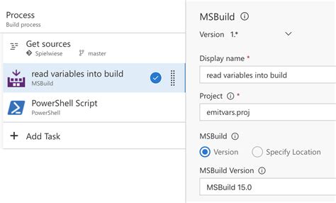 msbuild exec task environment variables