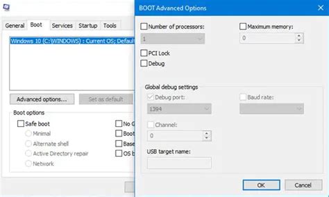 msconfig boot advanced options processors