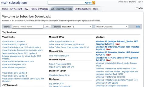 msdn subscription download keys