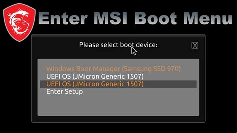 msi motherboard boot selection key