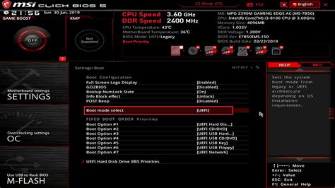 msi motherboard select boot device