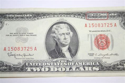 much 2 dollar bill 1963 red seal worth