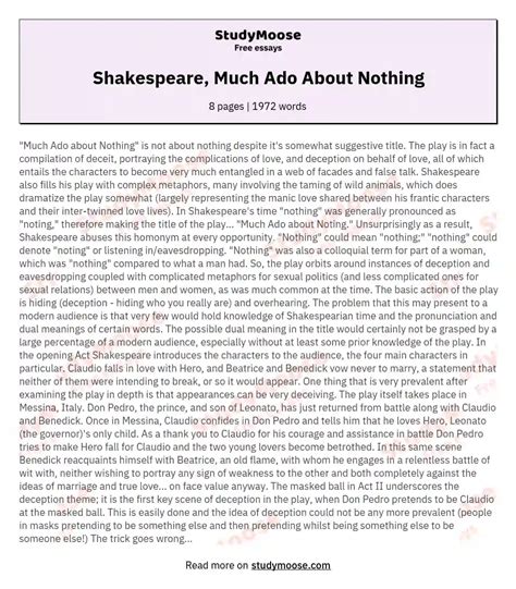 much ado about nothing essay
