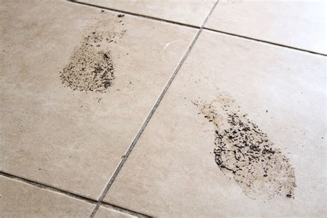 mud footsteps tile floor