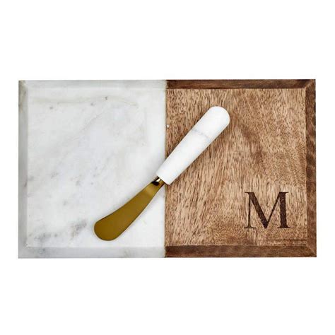 mud pie initial marble wood cutting board