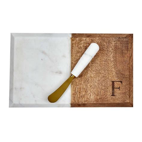 mud pie marble and wood initial cutting board