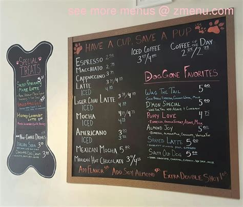 Muddy Paw Coffee Menu
