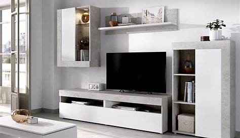 🥇 Mueble de salón de diseño moderno blanco y gris Tu