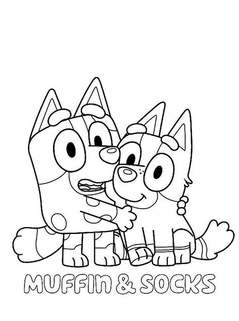 muffin and socks bluey coloring pages