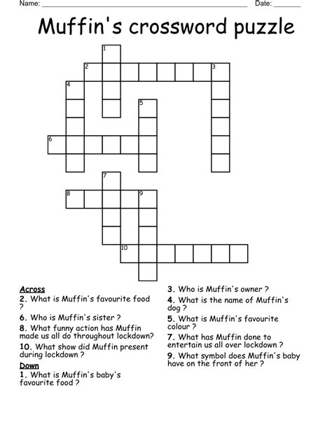 Muffin Stuff Crossword