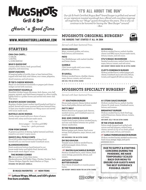 Mugshots Menu And Prices