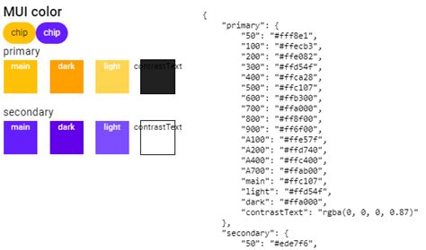 mui secondary color code