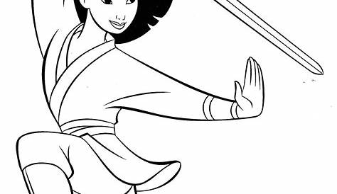 Mulan Holding a Sword coloring page - Download, Print or Color Online