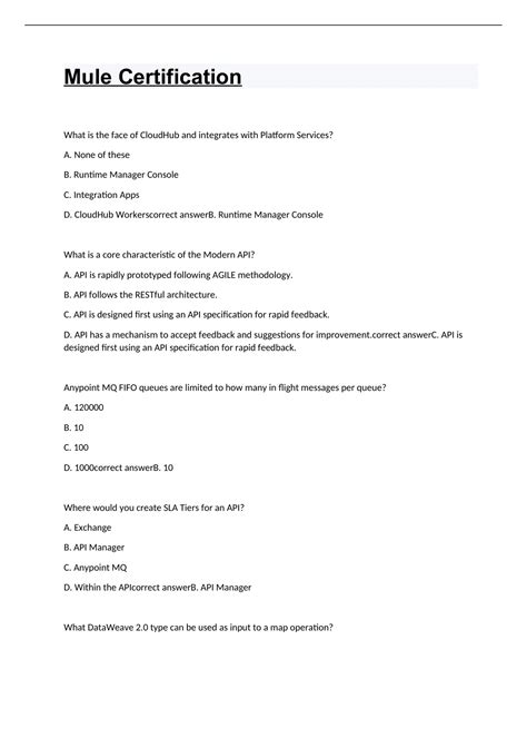 Mule Architect Certification Questions