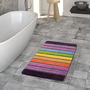 Multi Coloured Striped Bath Mat