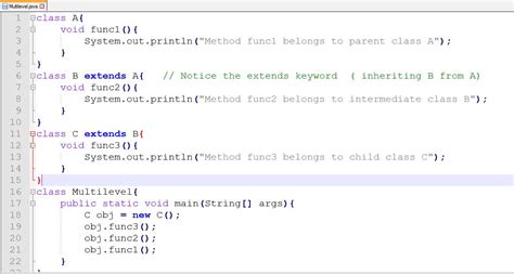 multi level inheritance in java example program
