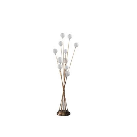 Multi light floor lamp with golden base