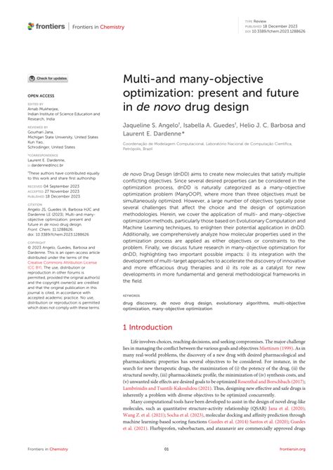 multi objective optimization methods in drug design