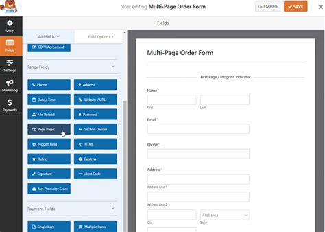 multi page form html template