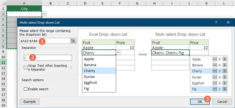 Excel Multi Selection Drop Down