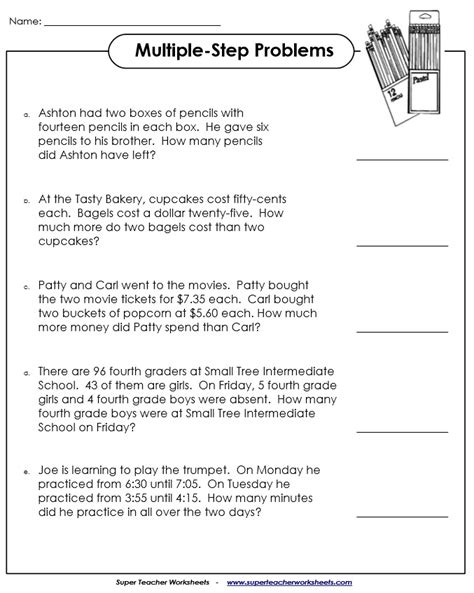 Multi Step Math Word Problems 4Th Grade Printable