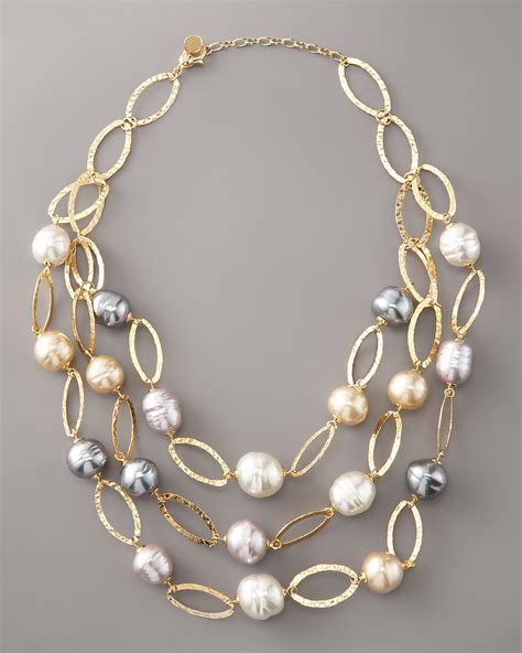 multi strand white pearl necklace