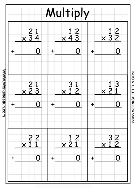 Multi-Digit Muliplication Problems Graph Paper