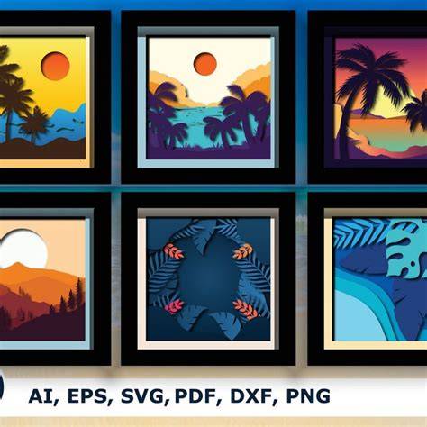 Download multi-layer-summer-shadow-box-bundle SVG