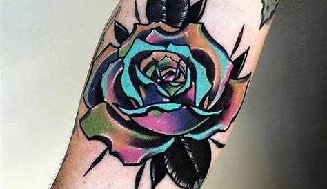 Multicolor Rose Tattoo Beautiful Rainbow Coloured Cover Up By Lorand