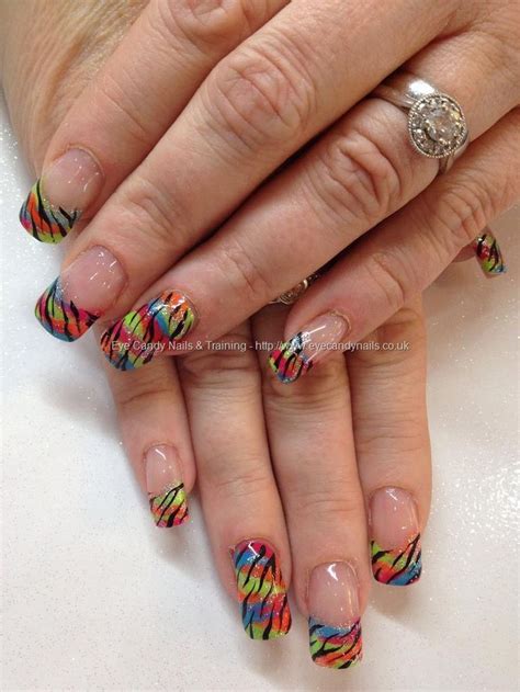 Multicoloured Zebra Print Nails
