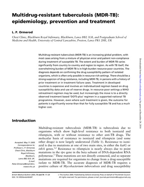 Multidrug Resistant Tuberculosis Pdf