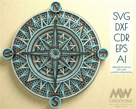 Download multilayer-laser-cut-3d-compass SVG