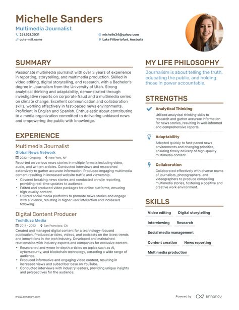 Multimedia Journalist Resume