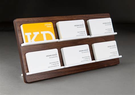Sugar Maple Wood Business Card Stand / Three Business Card