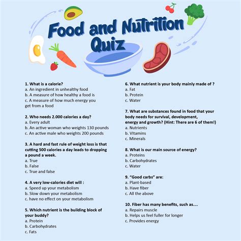 Practice Quiz Nutrition Answer Key