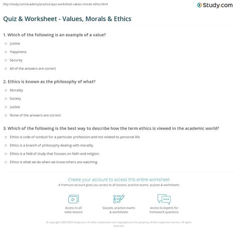 multiple choice questions on moral values for students with answers pdf