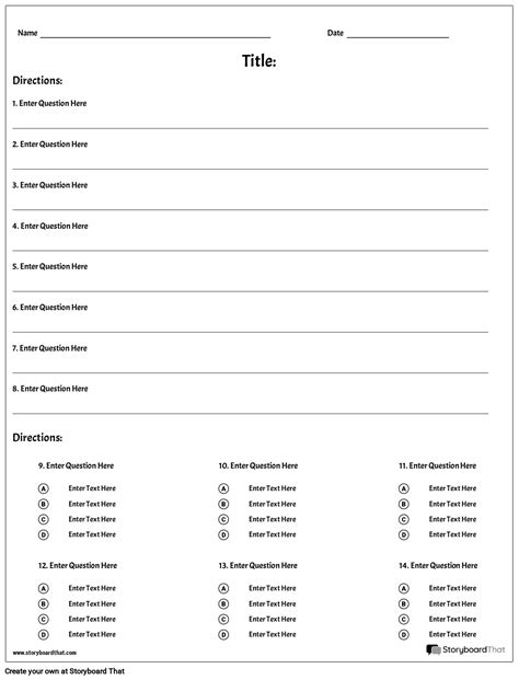 Multiple Choice Quiz Printables