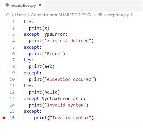 multiple exception handling in python example
