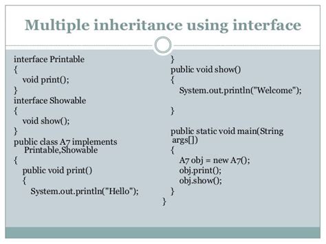 multiple inheritance in java using interface with example programs pdf
