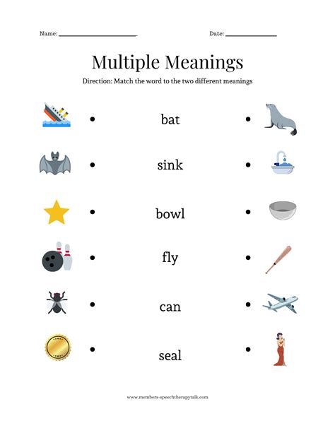 Multiple Meaning Activities Printables