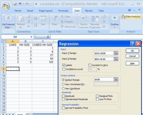 multiple regression model excel