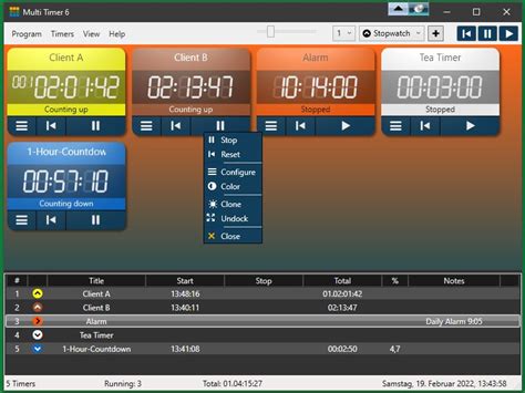 multiple timers online clock